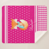 Couverture Sherpa Coussin Fox avec foulard d'art nom rose blanc (Devant (Horizontal))