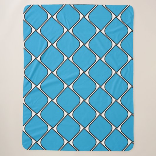 Couverture Sherpa coussin jeté cœur rayures bleu (Devant)