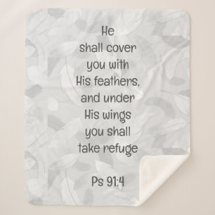 Couverture Sherpa Couvrez-Vous Avec Ses Plumes Bible Citation Ps 91: