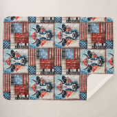 Couverture Sherpa Cow American Flag Folk Art (Devant (Horizontal))