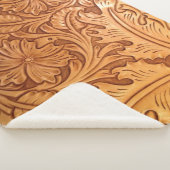 Couverture Sherpa Cow-boy brun rustique en cuir occidental (3/4)