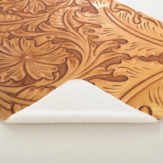 Couverture Sherpa Cow-boy brun rustique en cuir occidental (3/4)