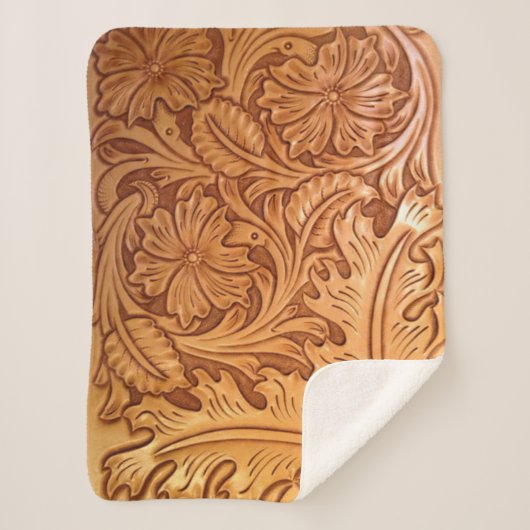 Couverture Sherpa Cow-boy brun rustique en cuir occidental (Devant)