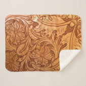 Couverture Sherpa Cow-boy brun rustique en cuir occidental (Devant (Horizontal))