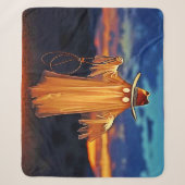 Couverture Sherpa Cowboy Ghost au coucher du soleil (Devant)
