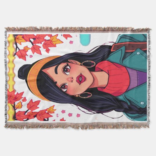 Couverture Sherpa Cozy – Illustration Fille d'Auto (Devant)
