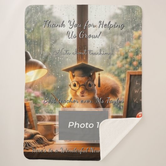 Couverture Sherpa Cozy Rainy Day Squirrel Teacher Appreciation (Devant)