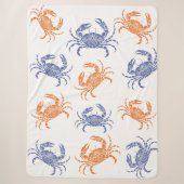 Couverture Sherpa Crabe Bleu et Orange Côtière (Devant)