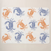 Couverture Sherpa Crabe Bleu et Orange Côtière (Devant (Horizontal))