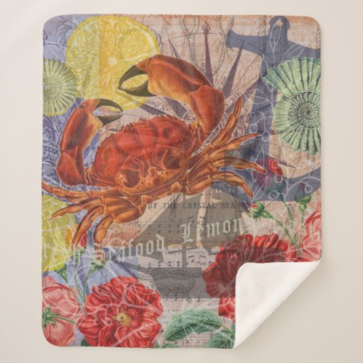 Couverture Sherpa Crabe Plage Nautique Art de la mer (Devant)