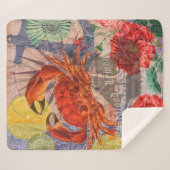 Couverture Sherpa Crabe Plage Nautique Art de la mer (Devant (Horizontal))