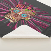 Couverture Sherpa Crâne à sucre en bois sculpté avec couronne fleuri (3/4)