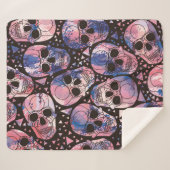 Couverture Sherpa Crâne avec ornement polygonal. Halloween. Inséable (Devant (Horizontal))
