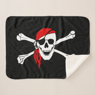 Couverture Sherpa Crâne de pirate et os croisés