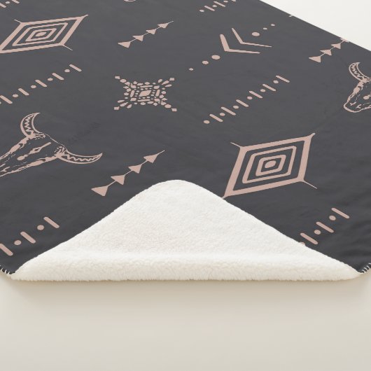 Couverture Sherpa Crâne de taureau de Boho, sans couture ethnique. (3/4)