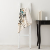 Couverture Sherpa Crâne de vache Boho avec fleurs, Crâne de vache Fl (En situation)