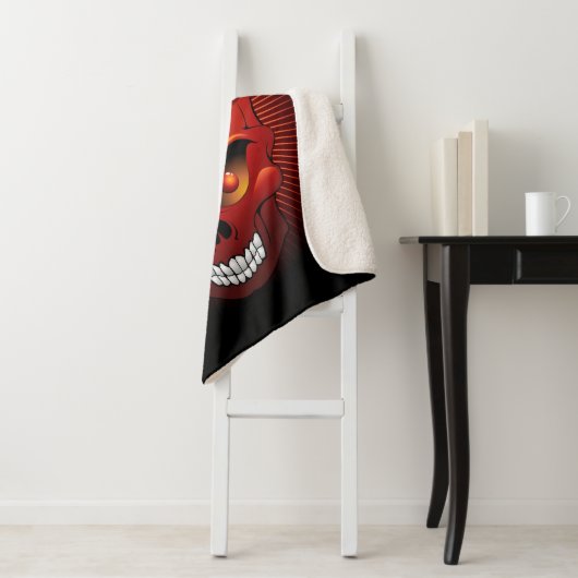 Couverture Sherpa Crâne d'Halloween et Citrouille (En situation)