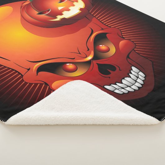 Couverture Sherpa Crâne d'Halloween et Citrouille (3/4)