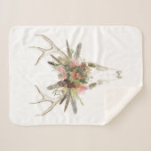 Couverture Sherpa Crâne et fleurs de cerfs (Devant (Horizontal))