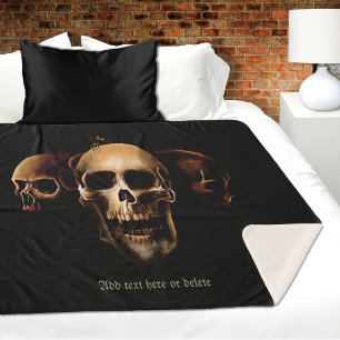 Couverture Sherpa Crânes gothiques sombres Trio noir créature humain