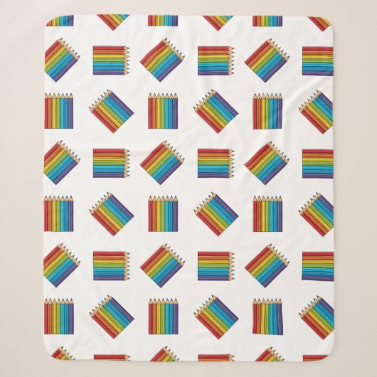 Couverture Sherpa Crayons de couleur arc-en-ciel (Devant)