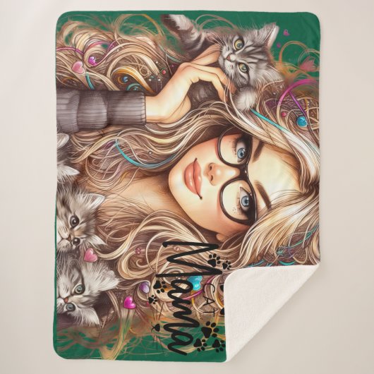 Couverture Sherpa Crazy Cat Lady  (Devant)