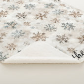 Couverture Sherpa Cream Blue Brown Snowflakes Christmas (3/4)