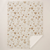 Couverture Sherpa Cream & Brown Hearts Valentine's Day (Devant)