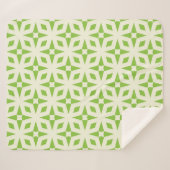 Couverture Sherpa Cream green geometric tile pattern mosaic 70 s (Devant (Horizontal))