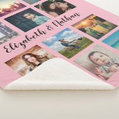 Couverture Sherpa Create Your Custom 12 Photo Collage Family Pink (3/4)