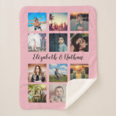 Couverture Sherpa Create Your Custom 12 Photo Collage Family Pink (Devant)