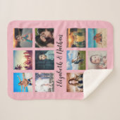 Couverture Sherpa Create Your Custom 12 Photo Collage Family Pink (Devant (Horizontal))
