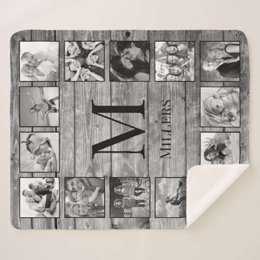 Couverture Sherpa Create Your Custom Photo Collage Rustic Farmhouse (Devant (Horizontal))