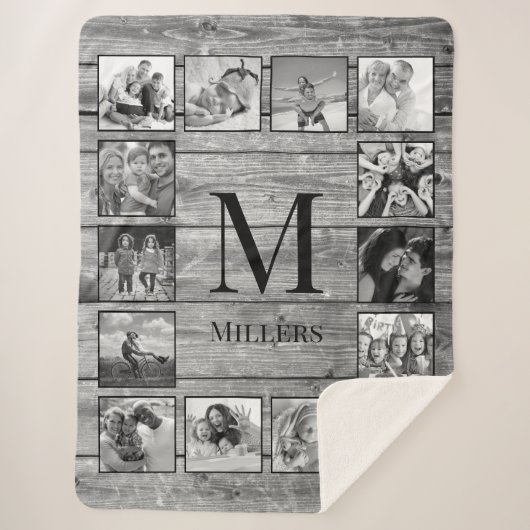 Couverture Sherpa Create Your Custom Photo Collage Rustic Farmhouse (Devant)