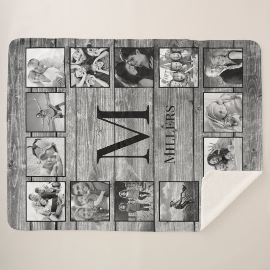 Couverture Sherpa Create Your Custom Photo Collage Rustic Farmhouse (Devant (Horizontal))