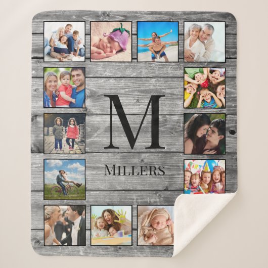 Couverture Sherpa Create Your Custom Photo Collage Rustic Farmhouse (Devant)
