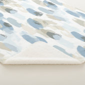 Couverture Sherpa Crème Bleu Blanc Abstrait (3/4)