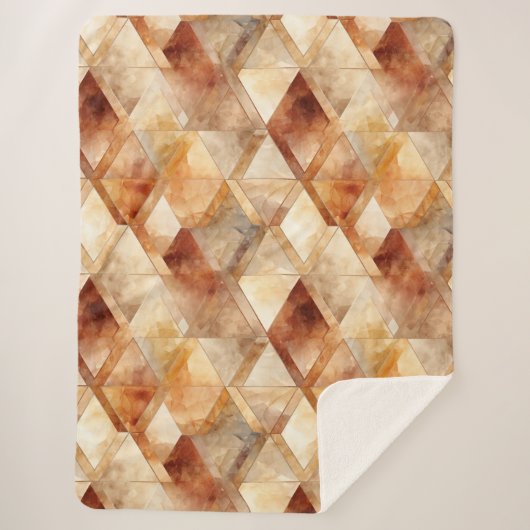 Couverture Sherpa Crème Bourgogne Rouge Triangles Or Noël (Devant)