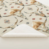 Couverture Sherpa Crème Brown Plumes indigènes tribales Crème crânes (3/4)