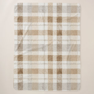 Couverture Sherpa Crème Brun Gris Rayures