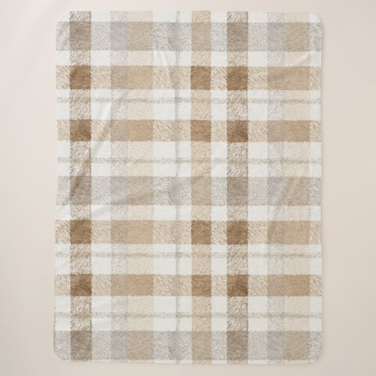 Couverture Sherpa Crème Brun Gris Rayures (Devant)