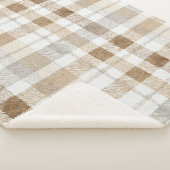 Couverture Sherpa Crème Brun Gris Rayures (3/4)