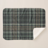 Couverture Sherpa Crème carreaux vert foncé (Devant (Horizontal))