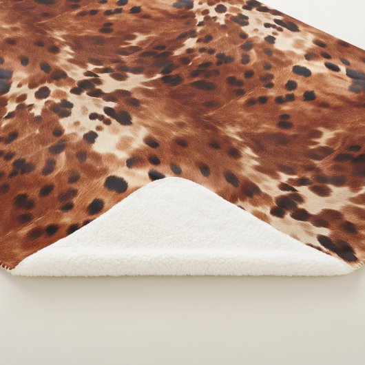 Couverture Sherpa Crème de l'Ouest tacheté Brown Noir de cowhide (3/4)