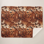 Couverture Sherpa Crème de l'Ouest tacheté Brown Noir de cowhide (Devant (Horizontal))
