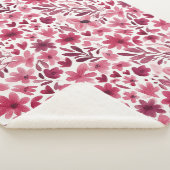 Couverture Sherpa Crème Fille Rose Rouge Fleurs Cœurs (3/4)
