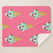 Couverture Sherpa Crème glacée bleue aux yeux. Arrière - plan rose. (Devant (Horizontal))