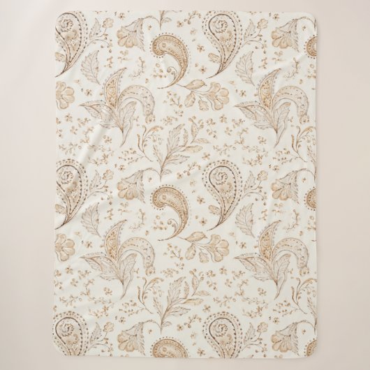 Couverture Sherpa Crème Marron Boho Bohème (Devant)