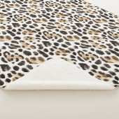 Couverture Sherpa Crème Noir Brun Léopard Animal (3/4)