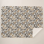 Couverture Sherpa Crème Noir Brun Léopard Animal (Devant (Horizontal))